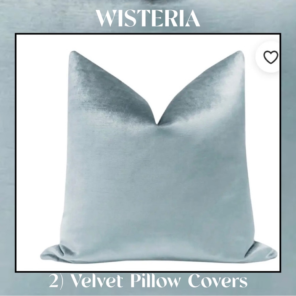 2 New Velvet Pillow Covers 24”x24” WISTERIA Seafoam Flange Retail $99 each
